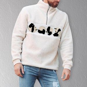 Мужские свитера Мужские пуловеры с длинным рукавом Повседневная уличная одежда Стильный сказочный рисунок панды Белая толстовка Свободная осень