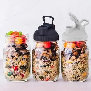 Mason jar as tampas tampas de selagem design anti-vazamento com furo de palha boca larga fofo Cappor à prova de vazamento