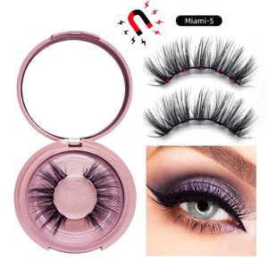 Magnetiska ögonfransar med 5 magneter 3D Sharped False Eyelash Natural Look Curl Daily Make-Up Lashes