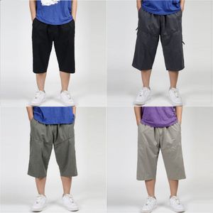 Military Style 2021 Summer Men Baggy Pants Cargo Cotton Calf-Length 3/4 Pants Casual Loose Trouser Male Big Plus Size XL-6X X0628