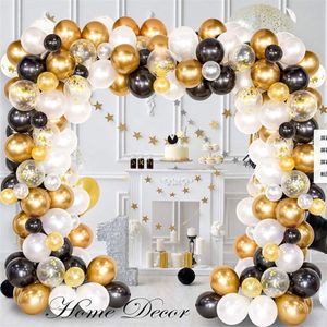 Parti Dekorasyon 120 adet Siyah Beyaz Altın Balonlar Kemer Balon Garland Kiti Nişan Düğün Doğum Günü Bebek Duş Dekor Için