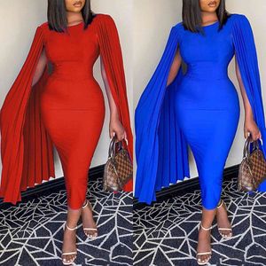 Mulheres Verão Vestido Midi Sexy Bodycon Vestido Azul Vermelho Plus Size Elegante Prom Casamento Noite Vestido de Festa 210422