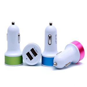 High quality Dual Ports 2.1A Metal Car Charger Colorful Micro USB Plug Adapter