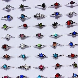 Whole Lots Job 20Pcs Color Crystal Rhinestone Silver Plated Women Ring Engagement Wedding Party Gift Fashion Jewelry