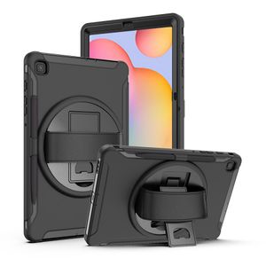 Robuste Gummi-Hybrid-Schutzhüllen mit hoher Schlagfestigkeit, stoßfest, mit Handschlaufe/Ständer für Samsung Galaxy Tab S6 Lite 10,4 Zoll, Modell SM-P610/P615