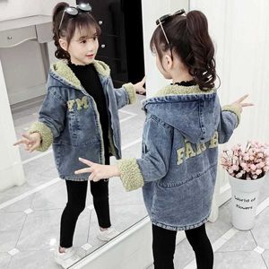 Children's Clothing Boys Jacket For Girls Hooded Plush Padded Coat Autumn Winter Denim Jacket For Kids TZ896 H0909