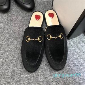 Men women slippers soft cowhide Lazy women Leather shoes Metal buckle beach slippers Mules Princetown Eur 34-45