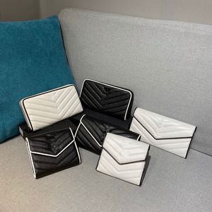 Top quality Genuine Luxurys Designers Leathe Wallets Fashion Y SINGLE Men Women's Card Holders Black Lambskin Mini Wallet Interior Slot Coin Key Pouch