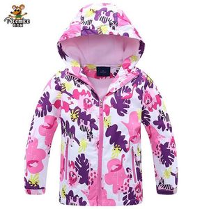 Meninas windbreaker jaqueta para roupas criança marca flor polar lã outerwear casaco primavera outono 3-12t crianças jaquetas 211011