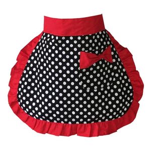 Grembiuli Mezzo grembiule Cotone Lunghezza Little Dot Decor For Gilrs Ladies (Rosso)