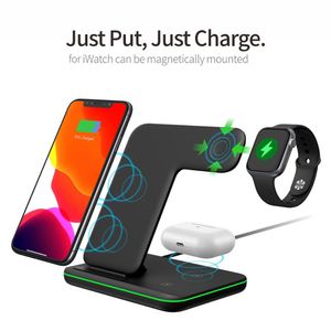 3 in 1 Fast Wireless Charger Dock Station For Samsung S20 S10 Galaxy Gear Buds Apple Watch AirPods Pro 15W Qi Chargers Fit iPhone 11 XS Max 8