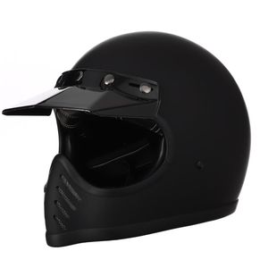 オートバイヘルメットヘルメツコ軽量ビンテージヘルメットレトロCasco Motoフルフェイスカフェレーサー取り外し可能なバイザーECE承認