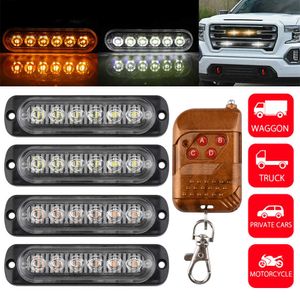 4PCS LED Car Strobe Warning Light Grill Flashing Breakdown Nödljusbil Truck Trailer Beacon Lamp LED Sidoljus för bilar