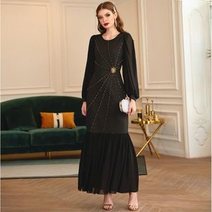 Casual Dresses Summer Women Elegant Glitter Black Gold Sequins Lantern Sleeve Fit And Flare Sheath Bodycon Maxi Dress With Ruffles Down Gown