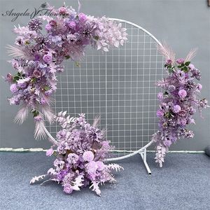 Wedding Props Flower Row Arrangement Artificial Ball Arch Pavilion Decor Hanging Corner Floral Party Stage Scene Layout 220311