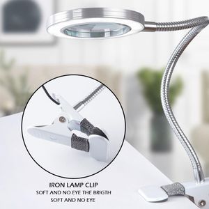 Tischlampen LED-Multifunktions-Clip-On-Lampe mit Lupe, Augenschutz-Leselampe, Beauty-Make-up-Tattoo