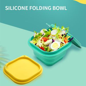 Folding Bowl Outdoor Camping Tableware Sets Box Portable Salad With Lid For Nature Hike Cooking Supplies