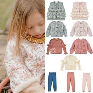 EnkeliBB Beautiful Vintage Style Children Girls Winter Jumer Flower Pattern Knit Sweaters Toddler Girl Tops 211104