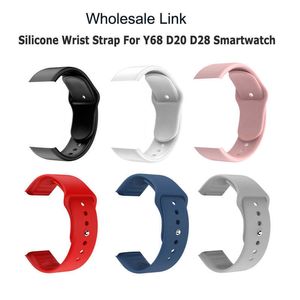 Partihandelslänk Silikonrem för Y68 D20 D28 SmartWatch Byt ut mjukt TPU-armbandsband Bälte Smart Watch Band Tillbehör H0915