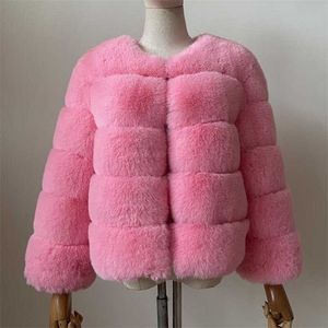 Płaszcze Kobiety Winter Top Moda Faux Fur Coat Elegancki Gruby Ciepły Outer Plus Size Parkas Ubrania Fake Futro Kobieta Kurtka 211019