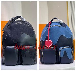 Högsta kvalitet ryggsäckar mode kvinnor designer handväskor präglade blommor ryggsäck skolväskor klassisk denim splicing student väska