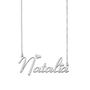 Collane con ciondolo Collana con nome Natalia Girocollo da donna in acciaio inossidabile personalizzato Placcato in oro 18 carati Lettera dell'alfabeto Gioielli Regalo degli amici