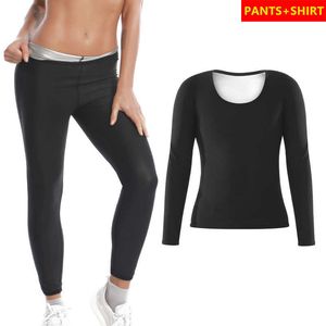 Women Shapers Sauna Suit Thermo Sweat Pants Body Shaper Slimming Leggings Woman Waist Trainer Fitness Long Sleeve Shapewear Sets