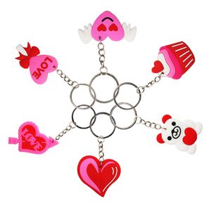 День Святого Валентина подарок романтичная пара брелок кулон кулон медведь торт сердца в форме ключа цепь багажа украшения ключа