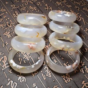 Natural cherry blossom agate quartz cuff bracelet Bangles fashionable healing power stone charm jewelry for women