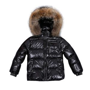 Kids Winter Down Jacket for Girls Big Real Fur Boys Clothes Children Clothing Baby Thicken Warm Snowsuit Toddler Coat with Hood 211025