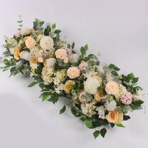Dekorativa blommor kransar hög kvalitet 1 m/parti bröllop blommvägg scen eller bakgrund grossist konstgjordt bord mittpunkt