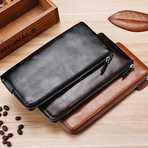 Wallets Men's Long Wallet Youth Zipper Male Mobile Phone Bag Soft Ultra-thin Purse Large Card Holders Casual Money Passcard Pack