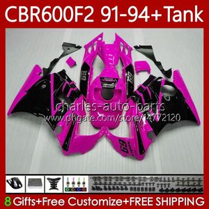 Bodywork For HONDA +Tank 600FS CBR600F2 Pink blk 600CC 1991-1994 Body 63No.222 CBR 600 CBR600 F2 FS CC 600F2 91 92 93 94 CBR600FS CBR-600 1991 1992 1993 1994 Fairing