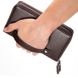 Baellerry Men Clutch PUレザー大容量ジッパーハンドストラップ豪華なビジネス固体財布財布