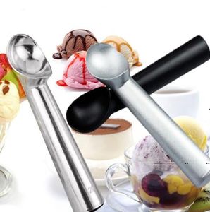 new Alloy Ice Cream Spoon Creativity Spoons Tools Fruit Watermelon Black Silver Colors Dipper Handle Nonstick Anti Freeze EWB7916