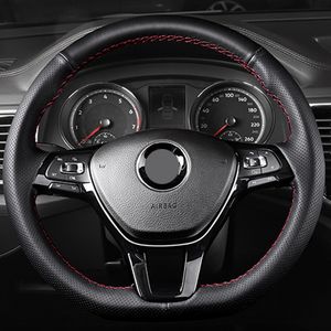 Soft Black Artificial Leather Car Steering Wheel Cover For Volkswagen VW Golf 7 Mk7 New Polo Passat B8 Tiguan Sharan Jetta