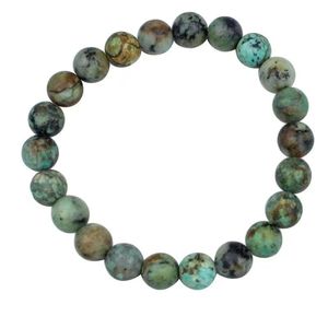 Beaded Strands Natural Stone Round Dark Green African Turquoises Elastic Rope Bracelets Matte Frosted Agates Beads Bracelet For Men And Wom