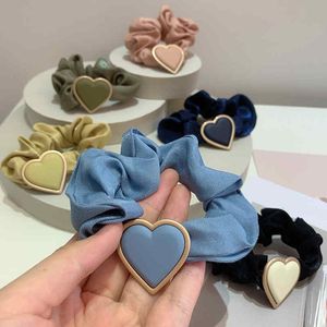 أزياء الشعر scrunchies للفتيات على شكل قلب نسيج موراندي اللون المهر الذيل الشعر الحبال النساء العصابات المطاط