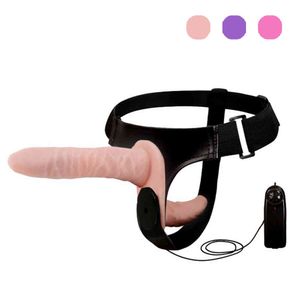 Strap On Double Penis Strapon Female Dildo Vibrators Adult Sex Toys for Lesbian Women Vagina Intimate Goods Sex Machine Shop Y0408