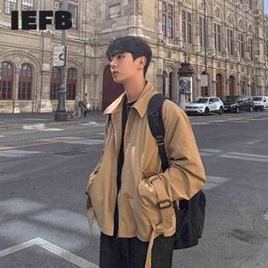 IEFB / erkek giyim Bahar Ceket Kore Tarzı Trendy Yakışıklı Vintage Yüksek Sokak Fermuar Kısa Ceket Erkek Gevşek 9Y3457 210524