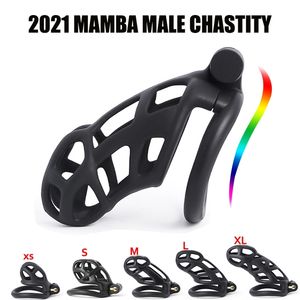 Curved MAMBA Cage Set Lightweight Custom Cobra Male Chastity Device Kit Penis Ring Cock Cages Trainer Belt Sex Toys 210624