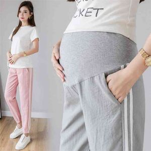 3126# Spring Summer Fashion Maternity Jogger Pants Elastic Waist Belly Clothes for Pregnant Women Thin Pregnancy Trousers 210918