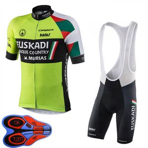 EUSKADI Takım Ropa Ciclismo Nefes Mens Bisiklet Kısa Kollu Jersey ve Şort Set Yaz Yol Yarış Giyim Açık Bisiklet Üniforma Spor Takım S21050604