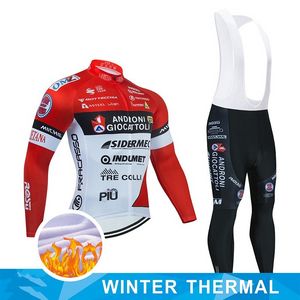 Vinter 2021 Androni Giocattoli Team Cykling Kläder Bike Wear Byxor Ställ Ropa Ciclismo Mens Thermal Fleece Lång Cykling Jersey