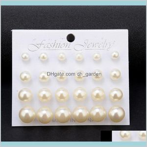 Pendant Necklaces Pendants Earings For Woman Fashion White Pearl Piercing Stud Earrings Women Lady Jewelry Mm8Mm10Mm12Mm Mix Size C