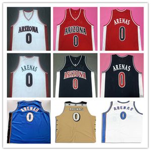 Custom Retro 0 Gilbert Arenas Arizona Wildcats College Basketball Jersey Team Blu Navy Rosso Bianco Giallo Uomo cucito S-XXXL