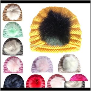 Caps Acessórios Bebê Maternidade Gota entrega 2021 Baby Girls Ball 11 projeta inverno doces cor elástica chapéu indiano de tricô crianças fashio
