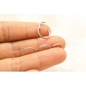 10pcs/lot 316L Surgical Steel Seamless Hinged Segment Ring Clicker Ear Cartilage Nose Hoop Septum Shine CZ
