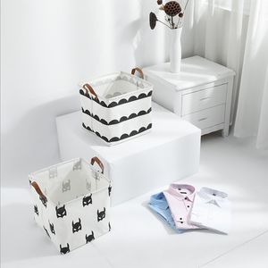 INS Handles Foldable Storage Baskets Top Waterproof Bathroom Dirty Clothes Laundry Storage Box Cotton And Linen Children's Toy Bag