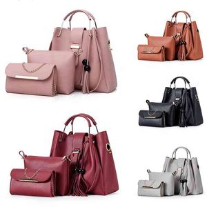 latt Women Msenger Fashion Shoulder Bag Lady PU Leather Casual Tote 3 Pcs ladi bags Handbag Set